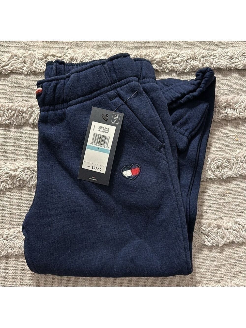 Tommy Hilfiger Little Girl's Cotton Blend Navy Blue Joggers Size 5
